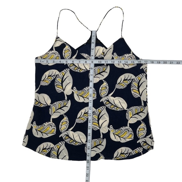 J. Crew Blue Carrie Tropical Leaf Silk Racerback Tank Cami Size 4 Women's - Picture 6 of 7